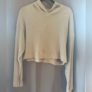 Mono B light green ribbed cropped hoodie
